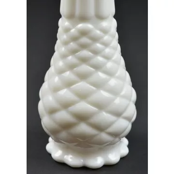 Milk Glass Diamond Pattern - Bud Vase - 9 Tall