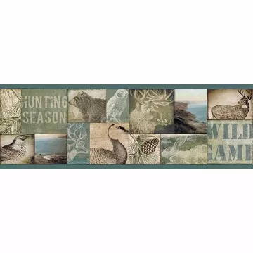 Trumball Teal Wild Game Wallpaper Border Chesapeake TLL01492B