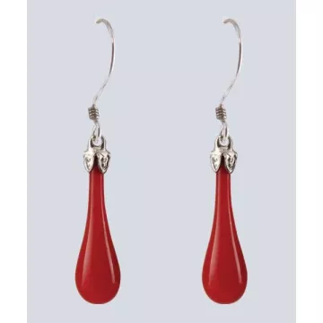 Fenton Art Glass - Teardrop Earrings - Maraschino Cherry - Handcrafted