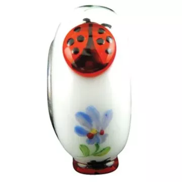Fenton Artisan Crafted Glass Bead - Lucky Ladybugs - Sterling Silver Lined