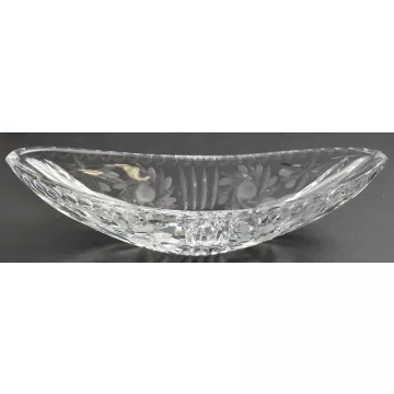 Clear Cut Glass Banana Split Boat Pinwheel Design - 10.5 Long