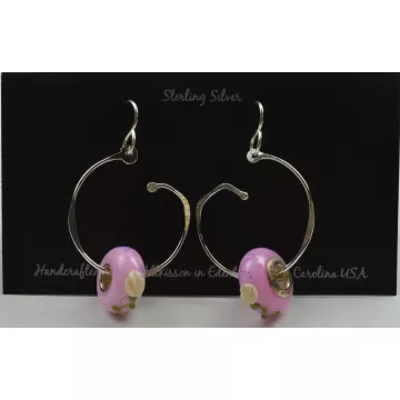 Fenton Art Glass - Sterling Silver Hook Earrings - Bead Holder