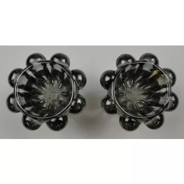 Smoke Color Single Light Candlestick Holders - Set Of Two