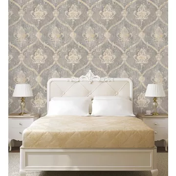 MH36506 Regal Damask Wallpaper Grey, Beige Manor House Norwall Wallcovering