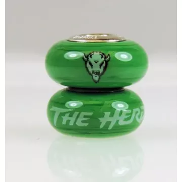 Fenton Green Glass Collegiate Bead - Marshall - Sterling Silver Lined