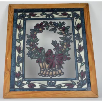 Stained Glass Style Window Decoration - Basket Design Wall Hanging - 22 Tall