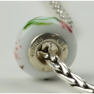 Fenton Art Glass Artisan Crafted Bead - Gamma Phi Beta - Sterling Silver Lined