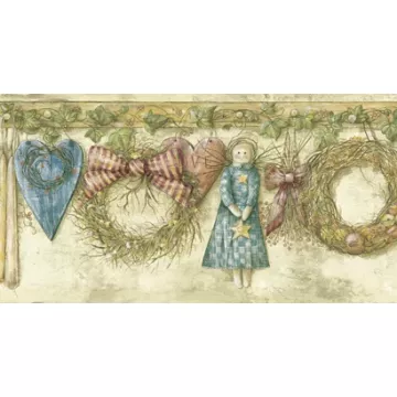 Mazy Blue Hearts Dolls Portrait Wallpaper Border Chesapeake BBC20071B