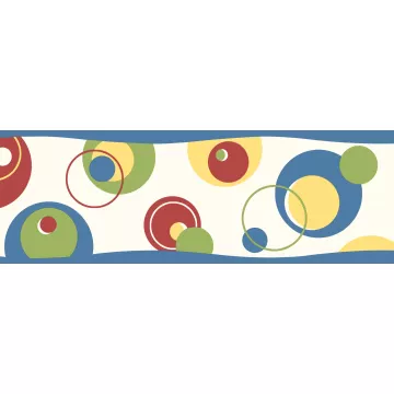 Wobbles Blue Geometric Toss Wallpaper Border Chesapeake BBC46433B