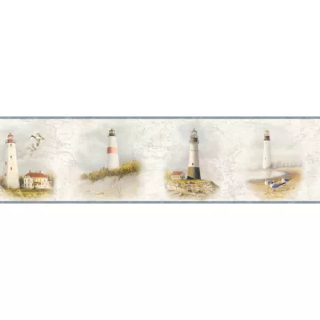 Arya White Lighthouse Coast Wallpaper Border Chesapeake BBC48422B