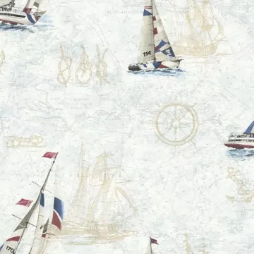 Flagler Navy Water'S Edge Map Wallpaper Sidewall Chesapeake DLR47501