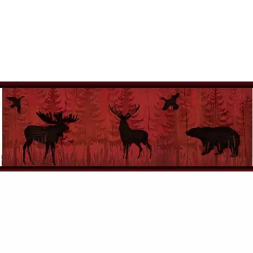 Saylorville Dark Red Lawndale Wallpaper Border Chesapeake TLL01601B