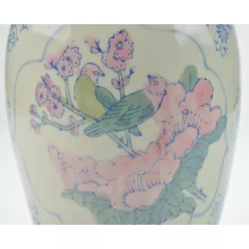 Decorative Art Pottery Vase - Flowers & Birds Design - 12 Tall