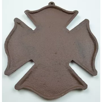 Cast Iron Firefighting Wall Plaque - Rust Finish - 7.5" Wide