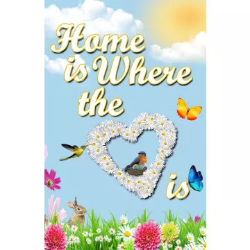 Flag Emotes - Double Sided Garden Flag - Home Is Where The Heart Is Floral