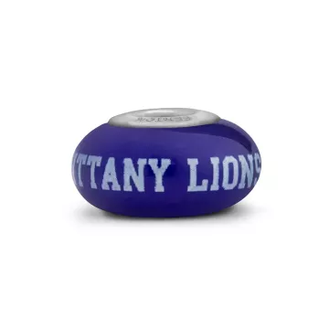 Fenton Blue Glass Collegiate Bead - Penn State - Sterling Silver Lined