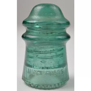 Vintage Hemingray No. 9 Teal Green Glass Insulator - 3.625 Tall
