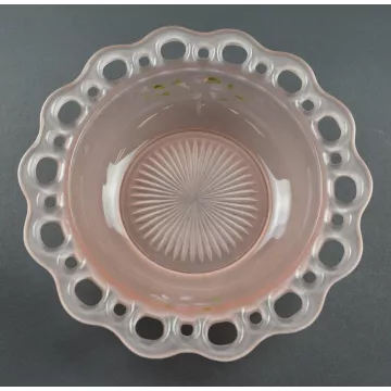 Anchor Hocking - Lace Edge Frosted (Pink) Pattern - Salad Bowl - 7.75 Round