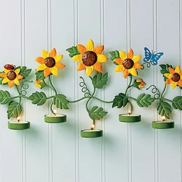 Sunflower Tealight Holder - Wall Mounted - Holds 5 Tealight Candles