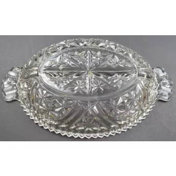 Anchor Hocking Glass - Stars & Bars Pattern - 2 Part Relish Dish
