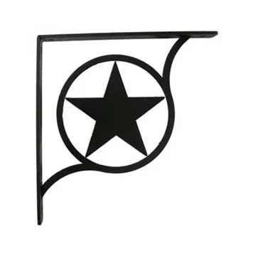 Wall Shelf Bracket Pair Of 2 - Western Star Pattern - Wrought Iron - 7.25 Long