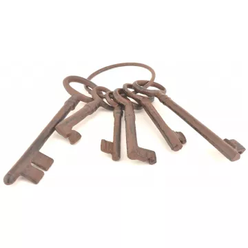 Decorative Cast Iron Jailers Key Ring - 6 Keys