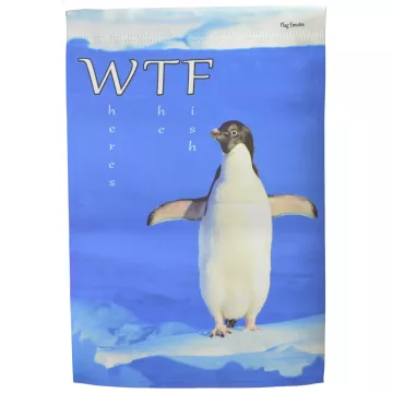 Flag Emotes - Double Sided Garden Flag - Penguin WTF Where's The Fish