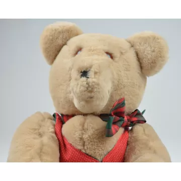 Collectible Tan Teddy Bear In Red Vest & Red Bow Tie - 18 Tall