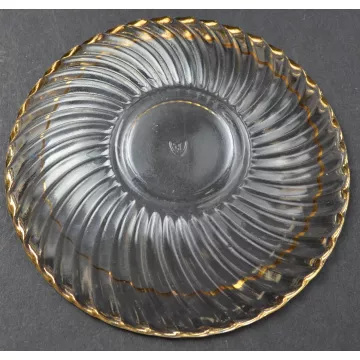 Federal Glass - Diana Gold Trim Pattern - Flat Cup Saucer - 4.25 Round