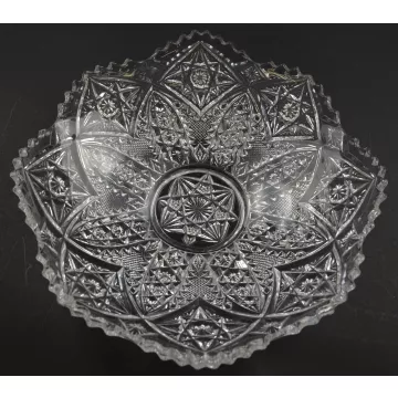 Clear Cut Glass Diamond Pattern Scalloped Bowl - 9.875 Round