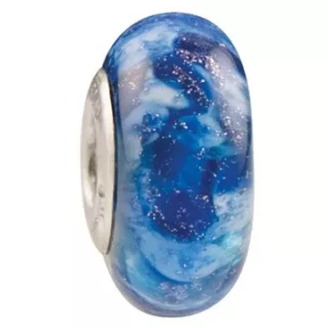 Fenton Art Glass Artisan Crafted Bead - Arctic Frost - Sterling Silver Lined