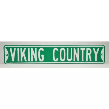 Viking Country Green & White Metal Street Sign