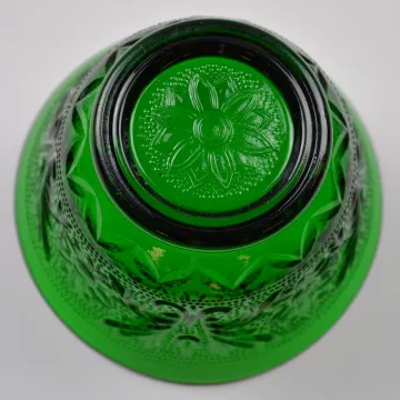 Anchor Hocking - Sandwich Forest Green Pattern - Custard Cup - 2.375 Tall