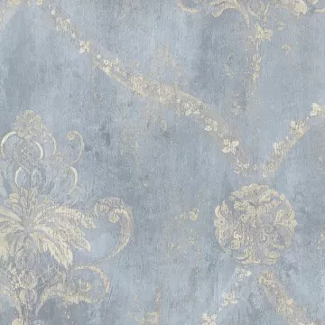 CH22567 Regal Damask Wallpaper Blue, Beige Manor House Norwall Wallcovering