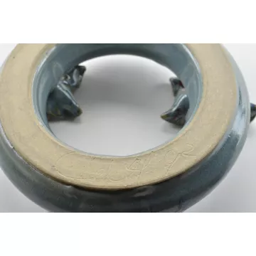 Candle Wreath - Handmade & Hand Painted Stoneware Pottery - Celff 1992