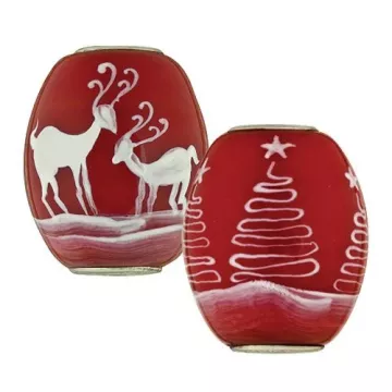 Fenton Artisan Crafted Glass Bead - Reindear - .76 Oval