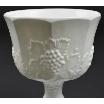 Indiana Glass - Harvest Milk Glass Pattern - Compote - 6.5 Tall