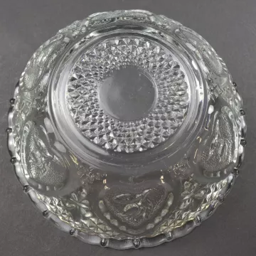 KIM Clear Glass Heart & Floral Pattern Candy Dish With Lid - 5.125 Wide