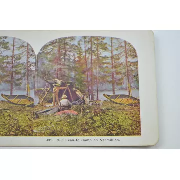 Antique Stereoview - No. 431 - Our Lean-To Camp On Vermillion