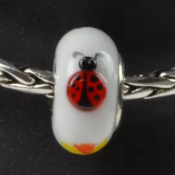 Fenton Art Glass Artisan Bead - Alpha Sigma Alpha - Sterling Silver Lined