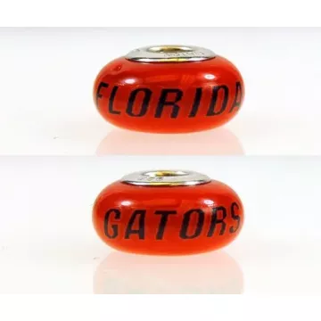 Fenton Orange Glass Collegiate Bead - Florida Gators - Sterling Silver Lined