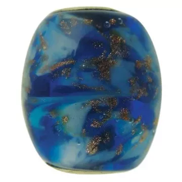 Fenton Vasa Murrhina Glass Cornerstone Bead - Blue Danube - .76 Oval