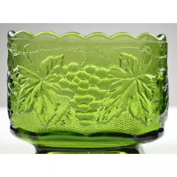 Anchor Hocking Glass Planter - Vintage Green Pattern - 3.75 Tall