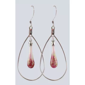 Fenton Art Glass - Hoop Style Teardrop Earrings - Sweet Pea