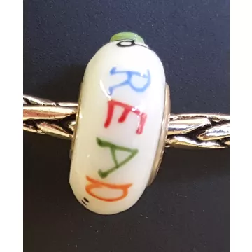 Fenton Art Glass Artisan Crafted Bead - Bookworm Boogie - Sterling Silver Lined