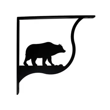 Wall Shelf Bracket Pair Of 2 - Bear Pattern - Wrought Iron - 5.25 Long
