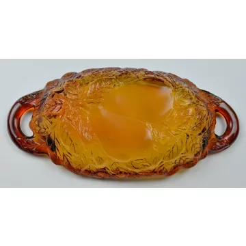 Tiara Crystal - Sweet Pear Amber Pattern - Pickle Dish - 9.25