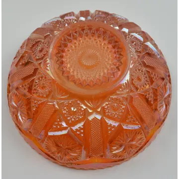 Vintage Amber Carnival Glass Serving Bowl - 6.875 Round