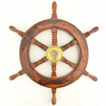 Decorative Wall Hanging - Wooden Ship Wheel - 15 5/8 Wide