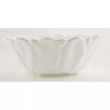Indiana Glass - Wild Rose Milk Glass Pattern - Round Footed Bowl - 9 Round